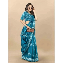 Batik Printed Chanderi Cotton Saree Collection women